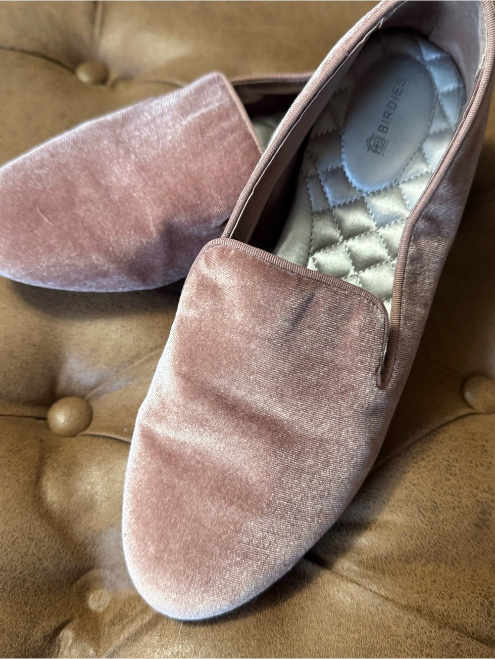 Birdies Velvet Loafers in Dusty Rose